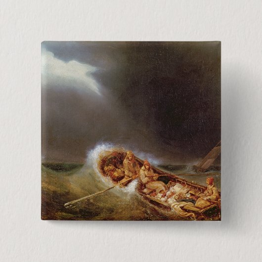 Boats van Dieppe die terugkeren van Gevist Vierkante Button 5,1 Cm (Voorkant)