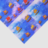 Boats waterverf Blauw Zee Custom Tissue Paper Tissuepapier (Detail)