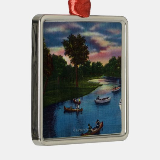 Boatscene in het Valley Park Genesee Metalen Ornament (Rechts)