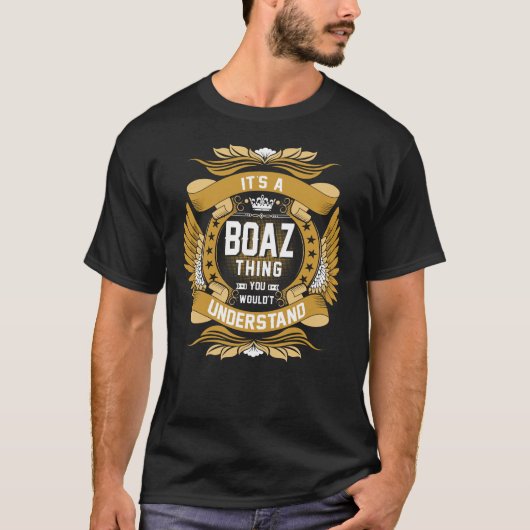 BOAZ-naam, BOAZ-familienaam crest T-shirt (Voorkant)