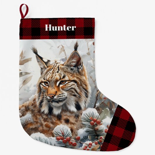 Bob Cat Wildlife Kerstkous Grote Kerstsok (Voorkant)