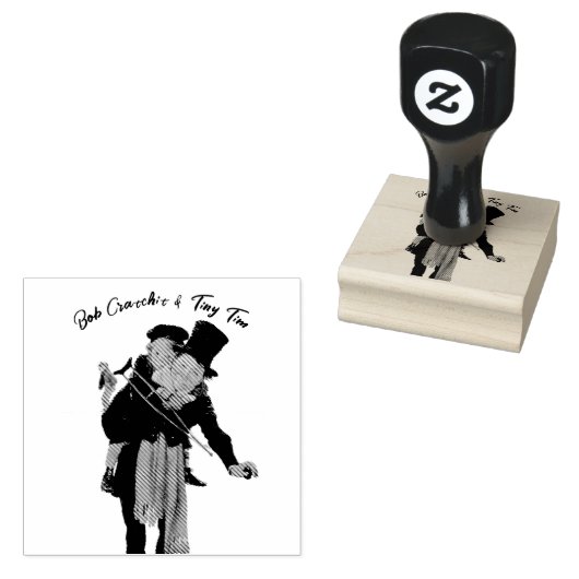 Bob Cratchit en Tiny Tim Christmas Carol Rubberstempel (Gestempeld)