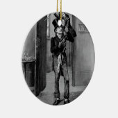 Bob Cratchit en Tiny Tim. Keramisch Ornament (Rechts)