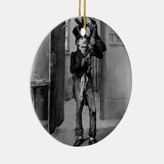 Bob Cratchit en Tiny Tim. Keramisch Ornament (Rechts)