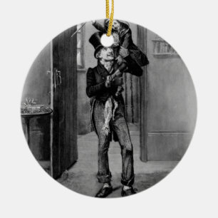 Bob Cratchit en Tiny Tim. Keramisch Ornament