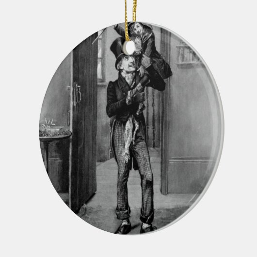 Bob Cratchit en Tiny Tim. Keramisch Ornament (Links)