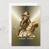 Bob Cratchit en Tiny Tim KerstCarol Feestdagenkaart (Voorkant / Achterkant)