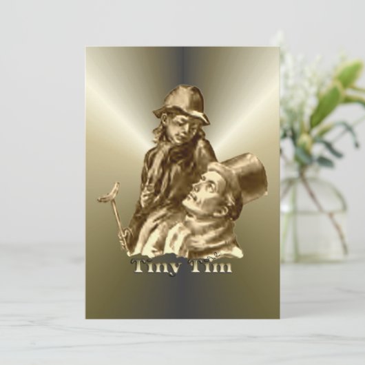 Bob Cratchit en Tiny Tim KerstCarol Feestdagenkaart (Staand voorkant)