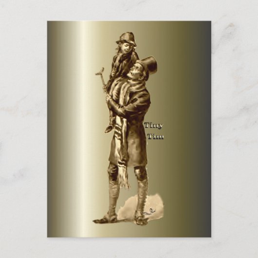 Bob Cratchit en Tiny Tim KerstCarol Feestdagenkaart (Voorkant)