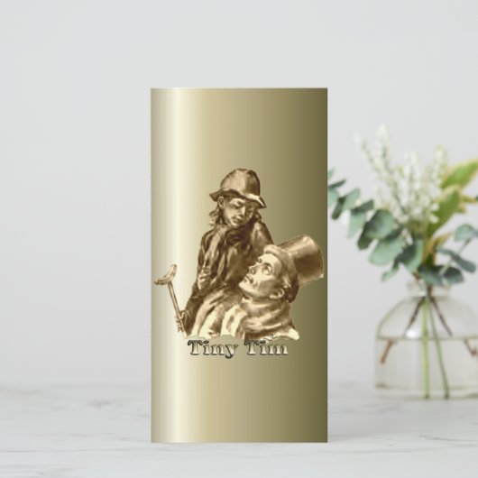 Bob Cratchit en Tiny Tim KerstCarol Feestdagenkaart (Staand voorkant)