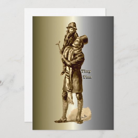 Bob Cratchit en Tiny Tim KerstCarol Feestdagenkaart (Voorkant / Achterkant)