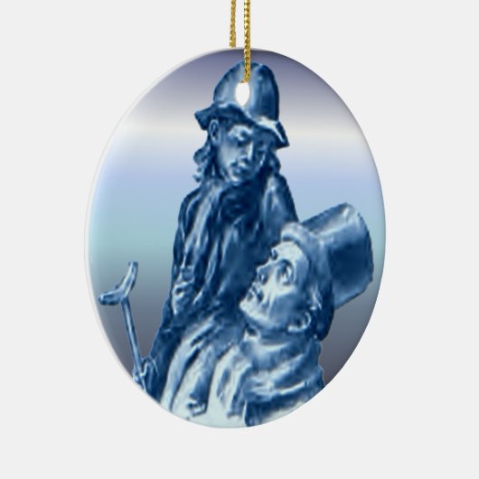 Bob Cratchit en Tiny Tim KerstCarol Keramisch Ornament (Rechts)