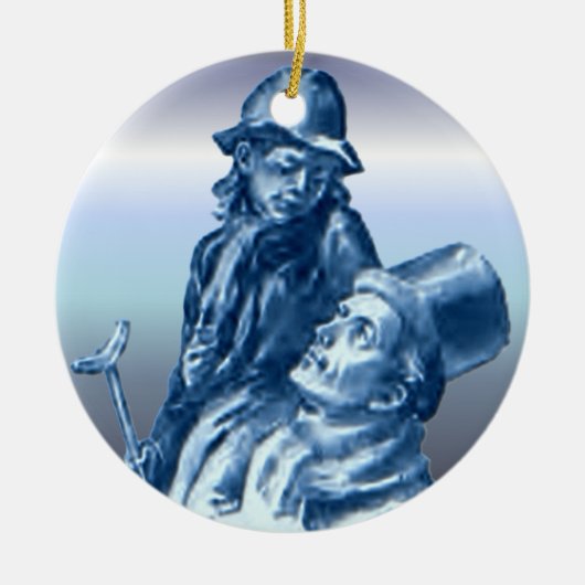 Bob Cratchit en Tiny Tim KerstCarol Keramisch Ornament (Voorkant)