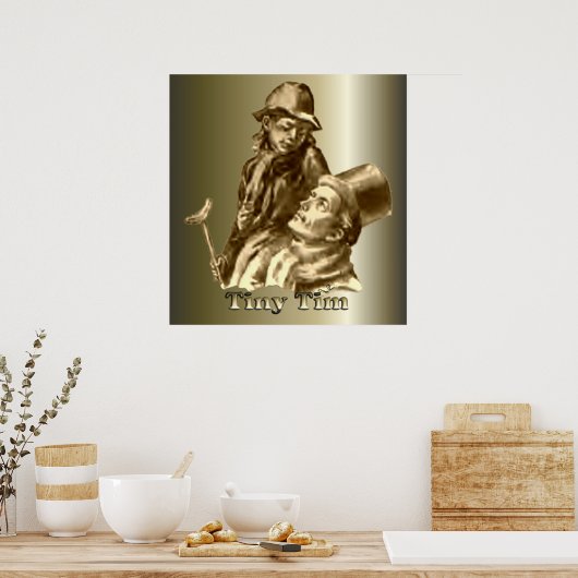 Bob Cratchit en Tiny Tim KerstCarol Poster (Keuken)