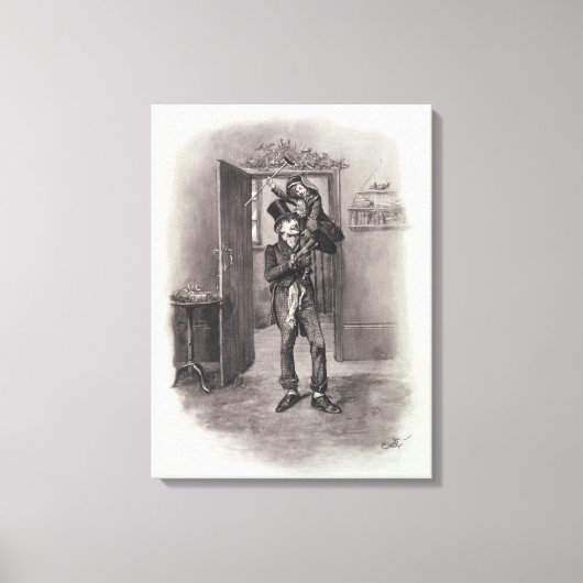 Bob Cratchit en Tiny Tim uit 'Charles Dickens: Canvas Afdruk (Voorkant)