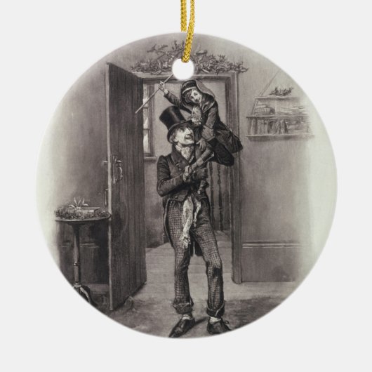 Bob Cratchit en Tiny Tim uit 'Charles Dickens: Keramisch Ornament (Voorkant)