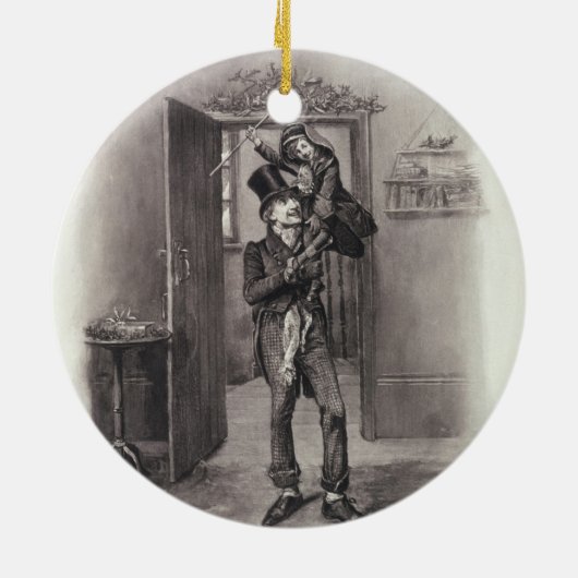 Bob Cratchit en Tiny Tim uit 'Charles Dickens: Keramisch Ornament (Achterkant)