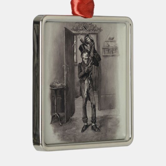 Bob Cratchit en Tiny Tim uit 'Charles Dickens: Metalen Ornament (Rechts)