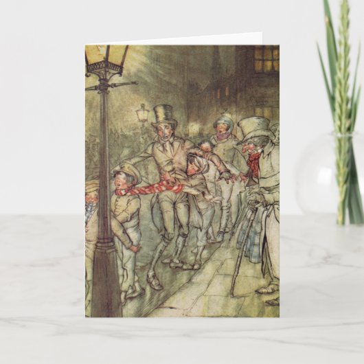 Bob Cratchit ging een dia op Cornhill neer Feestdagen Kaart (Voorkant)