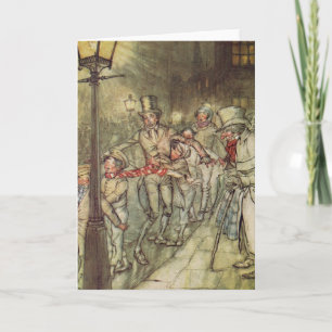 Bob Cratchit ging een dia op Cornhill neer Feestdagen Kaart