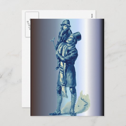 Bob Cratchit Holding Tiny Tim Kerstcarol Feestdagenkaart (Voorkant / Achterkant)