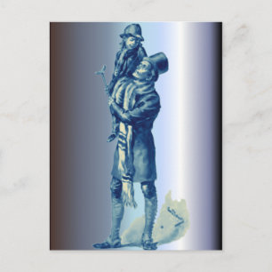 Bob Cratchit Holding Tiny Tim Kerstcarol Feestdagenkaart