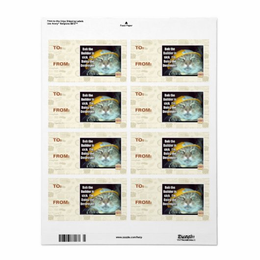 Bob de Bouwer is ziek Etiket (Full Sheet)