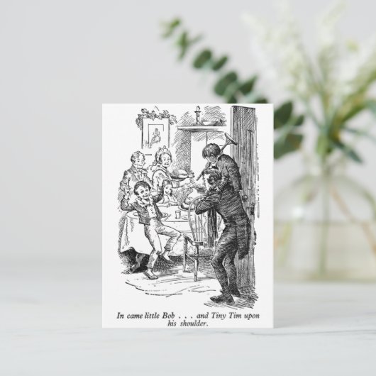 Bob en Tiny Tim (met tekst) Briefkaart (Staand voorkant)