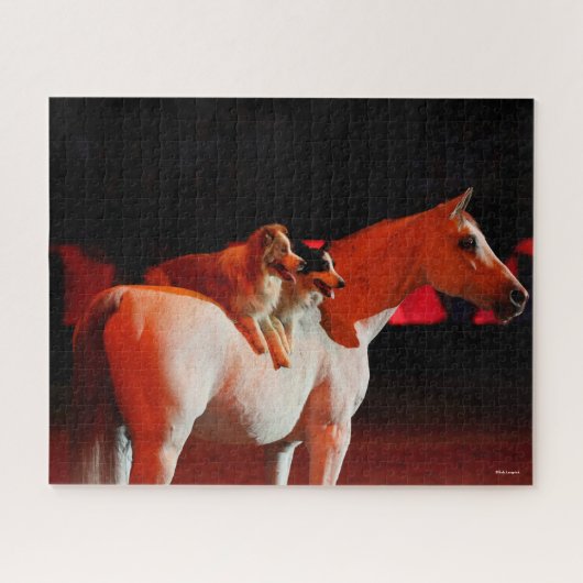 Bob Langrish | Arabisch paard met honden Legpuzzel (Horizontaal)