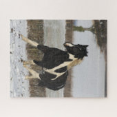 Bob Langrish Black and White Welsh Cob in the Snow Legpuzzel (Horizontaal)