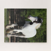 Bob Langrish Black en White Gypsy Vanner Running Legpuzzel (Horizontaal)