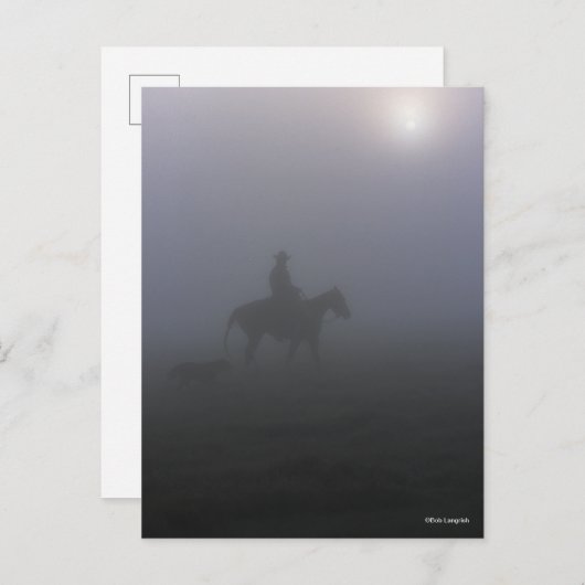 Bob Langrish | Cowboy die in een mist met een hond Briefkaart (Voorkant / Achterkant)