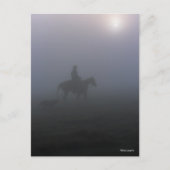 Bob Langrish | Cowboy die in een mist met een hond Briefkaart (Voorkant)