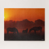 Bob Langrish | Grazing van drie paarden op de zon Legpuzzel (Horizontaal)