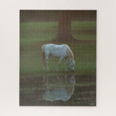 Bob Langrish | Grey Arab Grazing Water Reflection Legpuzzel (Verticaal)