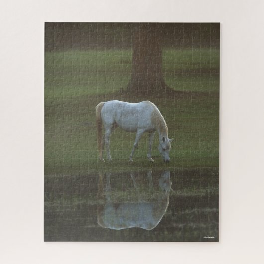 Bob Langrish | Grey Arab Grazing Water Reflection Legpuzzel (Verticaal)