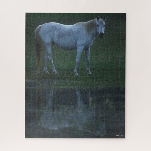 Bob Langrish Grey Arab Standing by Pond Reflection Legpuzzel (Verticaal)