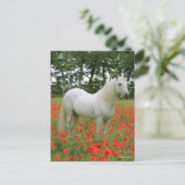 Bob Langrish | Grijze Arabier in de rode bloemen Briefkaart (Staand voorkant)