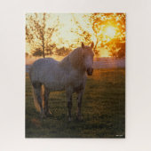 Bob Langrish | Grijze percheron op zonsondergang Legpuzzel (Verticaal)