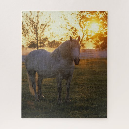 Bob Langrish | Grijze percheron op zonsondergang Legpuzzel (Verticaal)