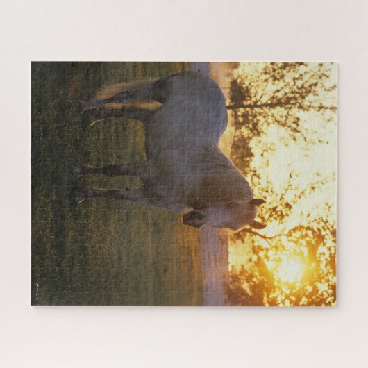Bob Langrish | Grijze percheron op zonsondergang Legpuzzel (Horizontaal)