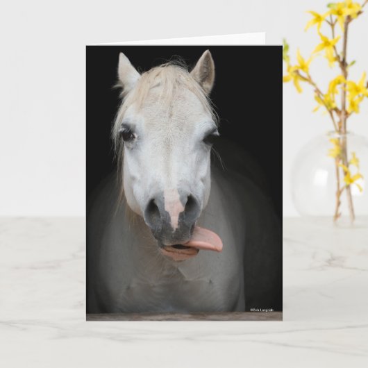 Bob Langrish | Grijze Welsh Pony Tongue uit headsh Kaart (Gele Bloem)