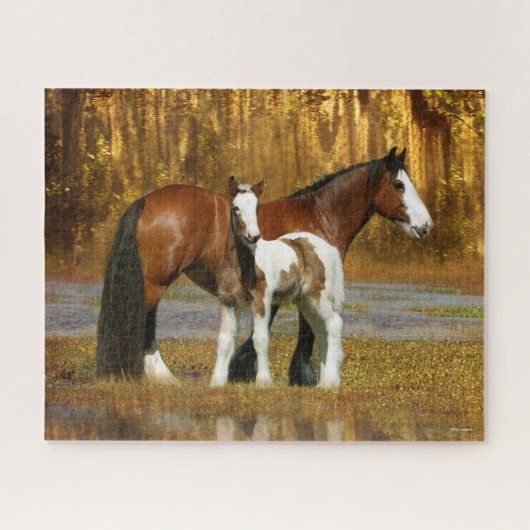 Bob Langrish | Gypsy Vanner Mare en Foal Fantasy Legpuzzel (Horizontaal)