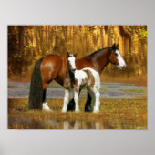 Bob Langrish | Gypsy Vanner Mare en Foal Fantasy Poster (Voorkant)
