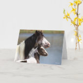 Bob Langrish | Gypsy Vanner Mare en Foal Headshot Kaart (Gele Bloem)
