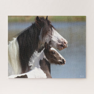 Bob Langrish Gypsy Vanner Mare en Foal Headshot Legpuzzel