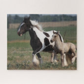 Bob Langrish | Gypsy Vanner Mare en Foal Running Legpuzzel (Horizontaal)