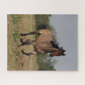 Bob Langrish | Kwartpaarden in bloemen Legpuzzel (Horizontaal)