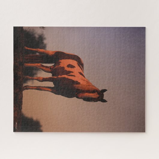 Bob Langrish | Paardrijsverf op zonsondergang Legpuzzel (Horizontaal)