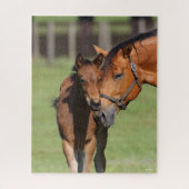 Bob Langrish Quarter Horse Mare en Foal Cuddling Legpuzzel (Verticaal)